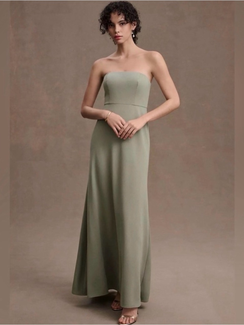 BHLDN Strapless Sage Green formal Dress